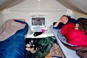 Staying warm a a polar bear hunt is a priority