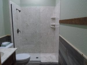 shower and bathroom at the lodge