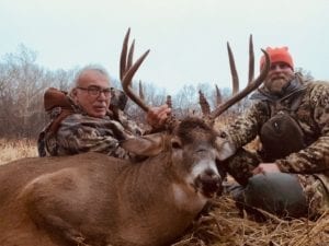 Year-round feed program utilizing protein feed, food plots, and free choice feeders helps to hold deer through the season into December when this hunt takes place.