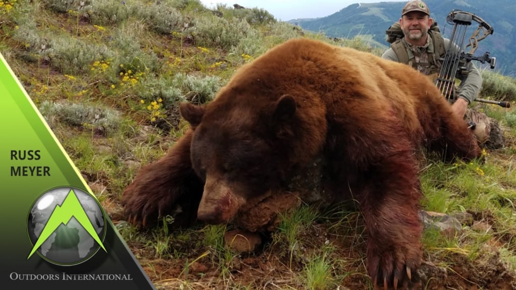 Russ Meyer with a giant archery diy spot and stalk black bear