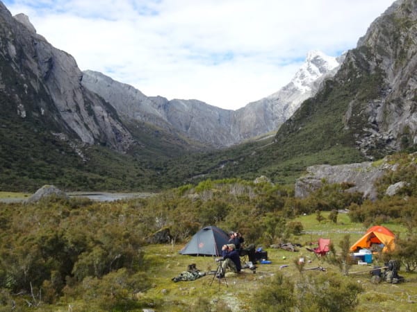 Wilderness tahr hunting camp